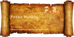 Petko Mihály névjegykártya