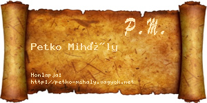 Petko Mihály névjegykártya